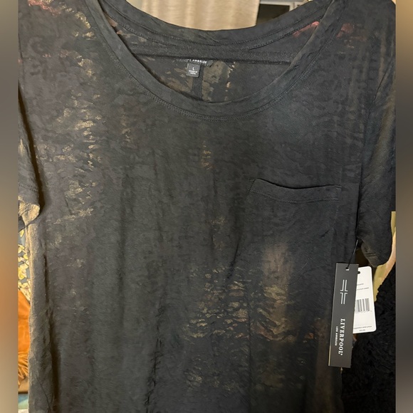 Liverpool Tops - Liverpool Black Burnout Tee Relaxed Fit